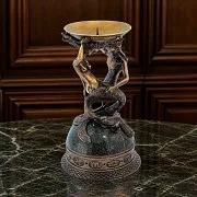 Подсвечник «Рыбы» из бронзы и змеевика — фотография 1
