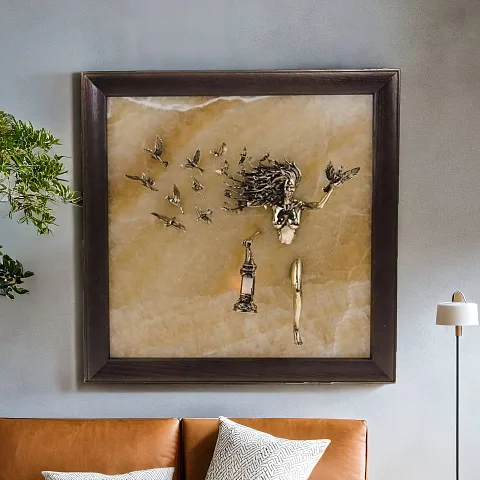 Ключница «Птицы» с бронзой, ониксом и подсветкой