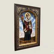 Святой Спиридон Тримифунтский икона резная — фотография 2