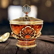 Декоративная сахарница из янтаря — фотография 1