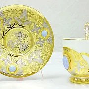 Кофейная чашка с блюдцем "Голубой агат". Златоуст — необычный подарок — фотография 5
