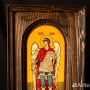 Икона "Архангел Михаил" в деревянной раме — фотография 2